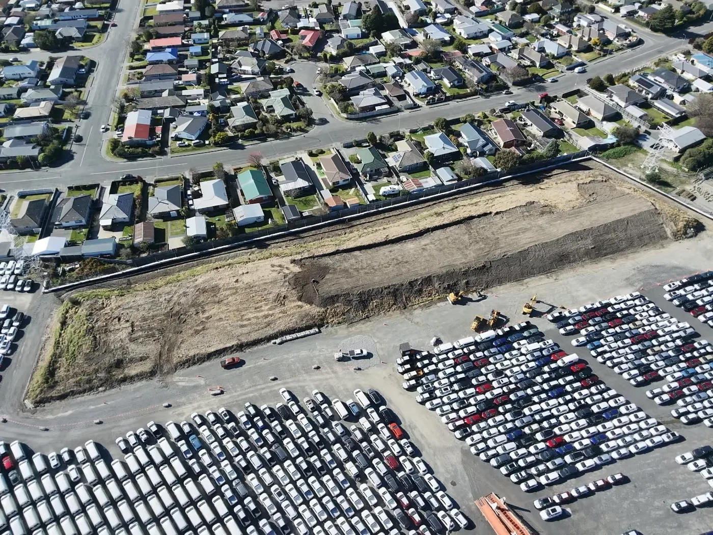 Aerial view of Branston Street Bund on 21 August 2026