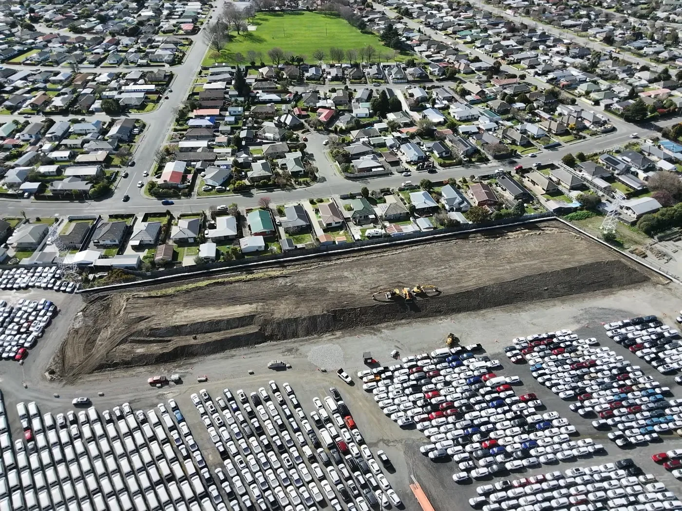 Aerial view of Branston Street Bund on 28 August 2026