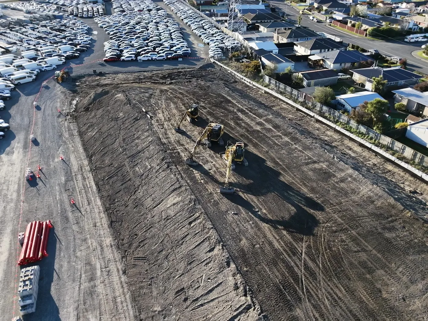 Aerial view of Branston Street Bund on 3 September 2026