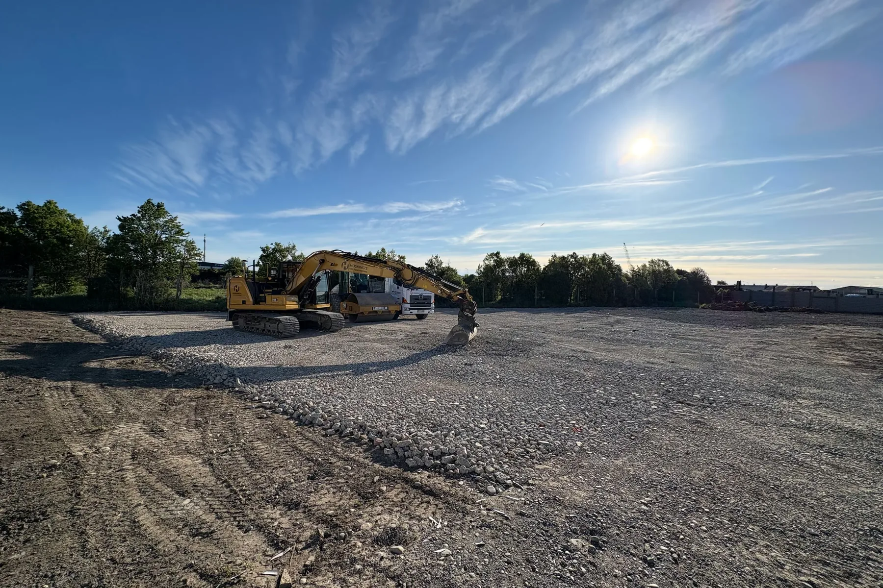 Hosking's excavator carrying out site preparation on an Otago earthworks job